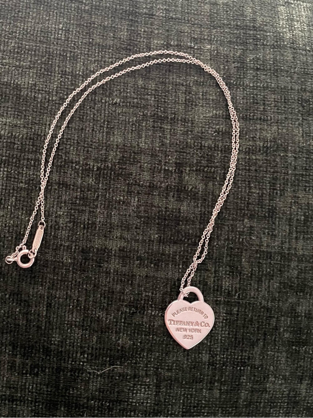 Tiffany & Co. Silver Heart Tag Necklace with Signature Blue - Picture 7 of 10